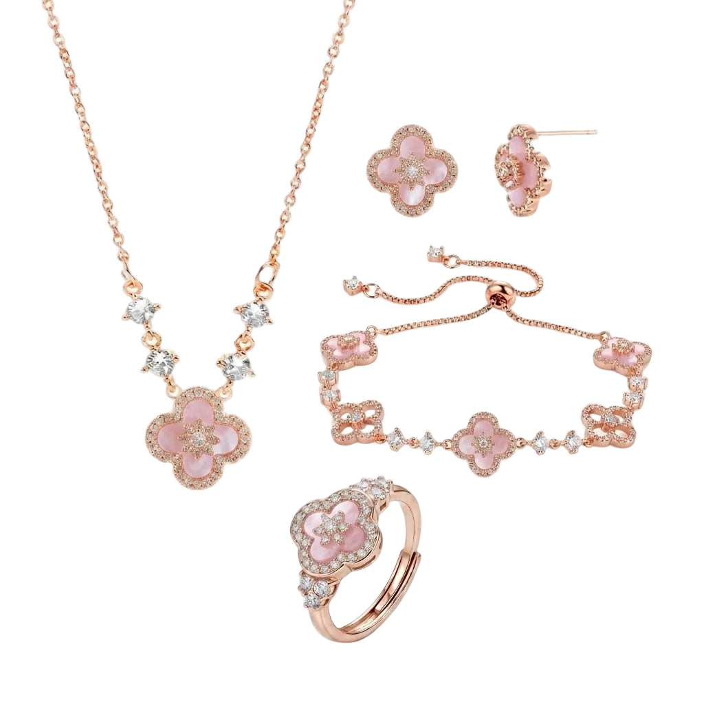 Pink Floral Rose Gold Set