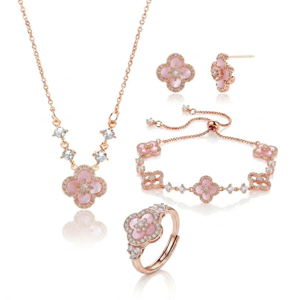 Pink Floral Rose Gold Set