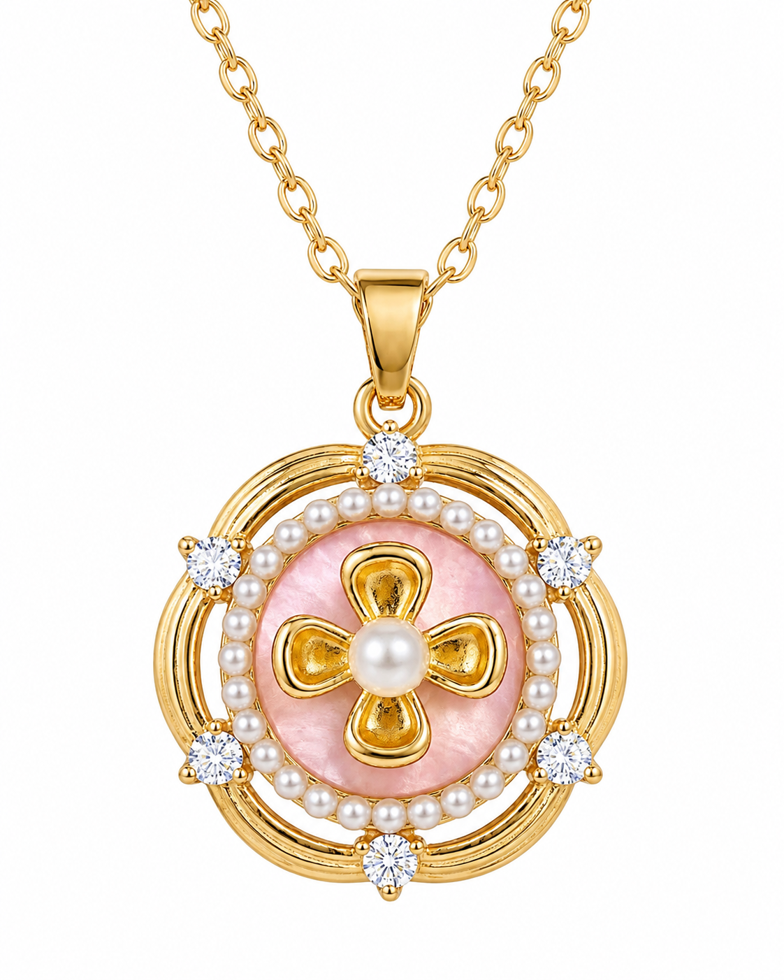 Tuileries Blush Pearl Medallion Necklace
