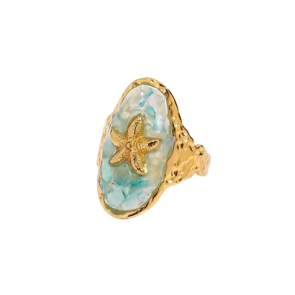 Mermaidcore Gold Starfish Ring