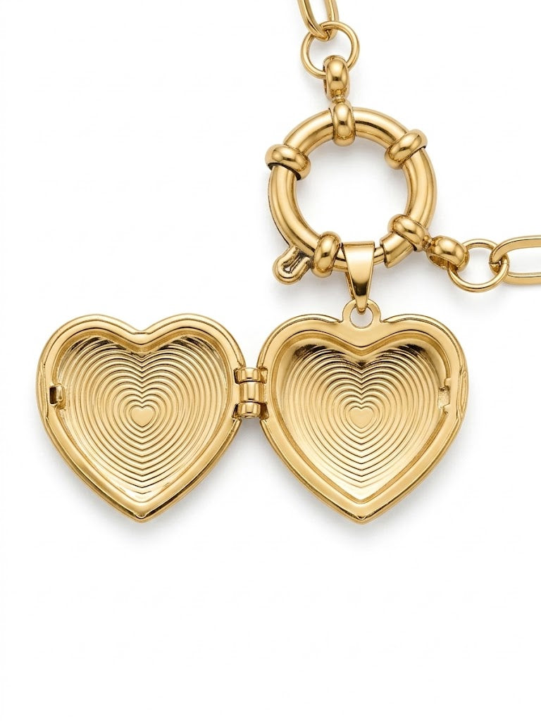 Heart  Locket Cross Necklace