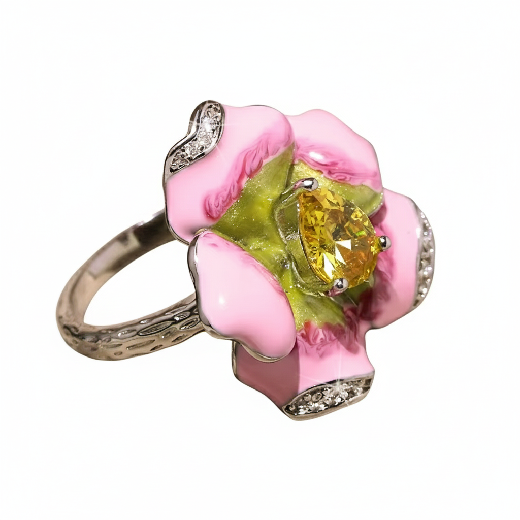 Flower Enamel Ring