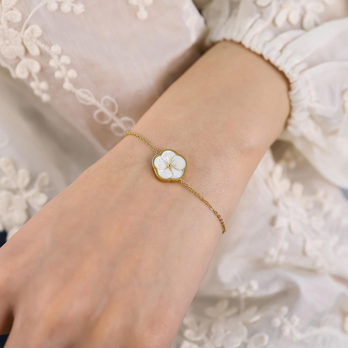 White Flower Bracelet