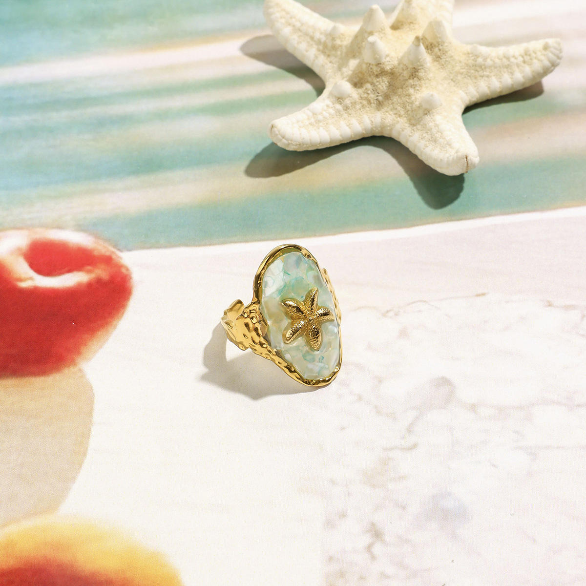 Mermaidcore Gold Starfish Ring