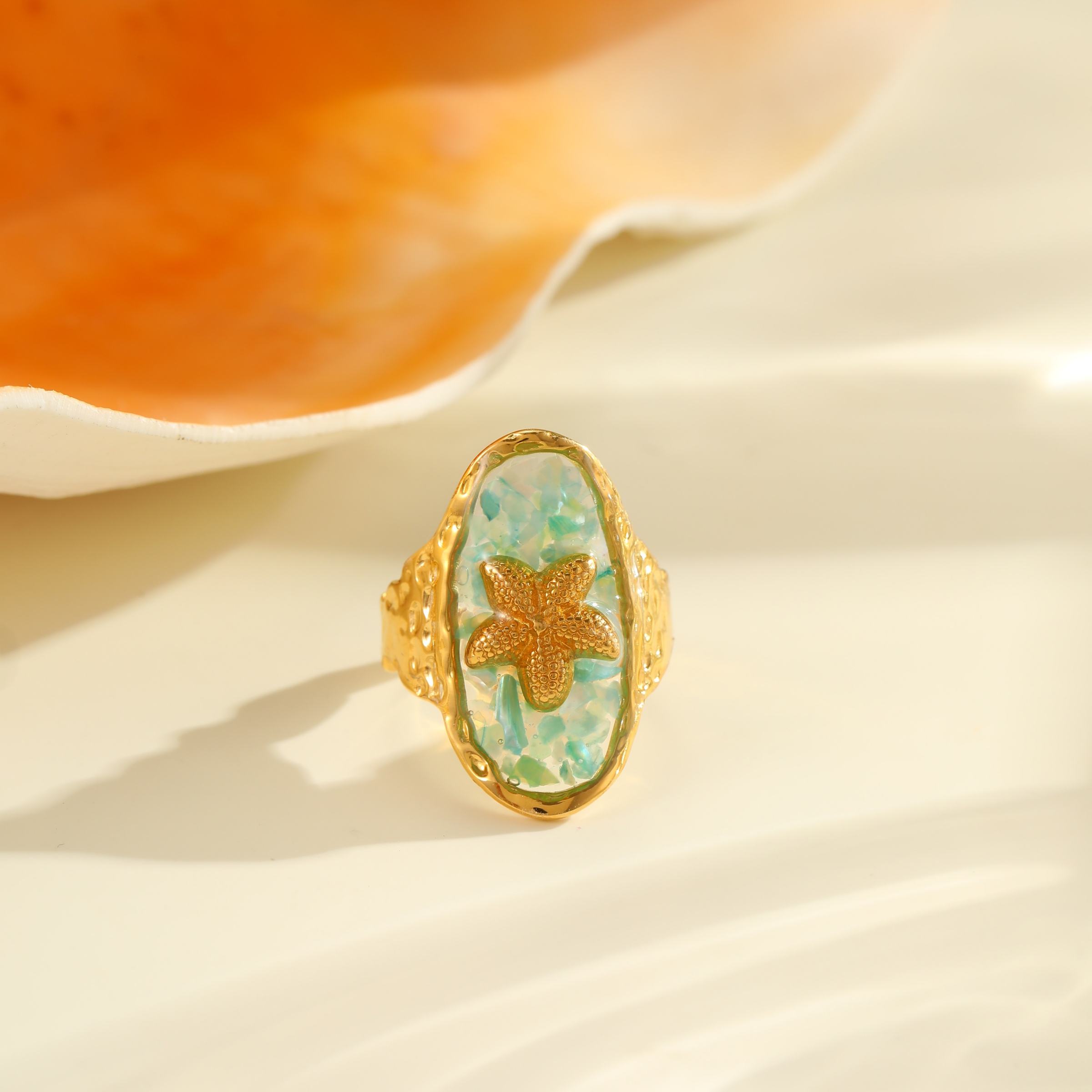 Mermaidcore Gold Starfish Ring