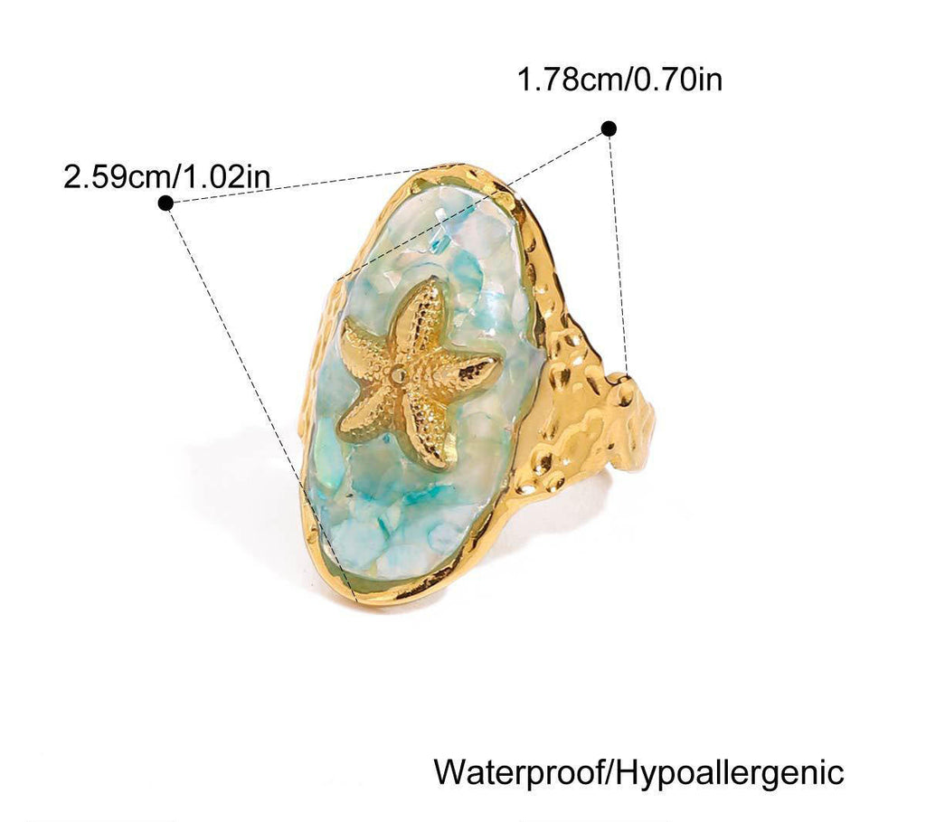 Mermaidcore Gold Starfish Ring