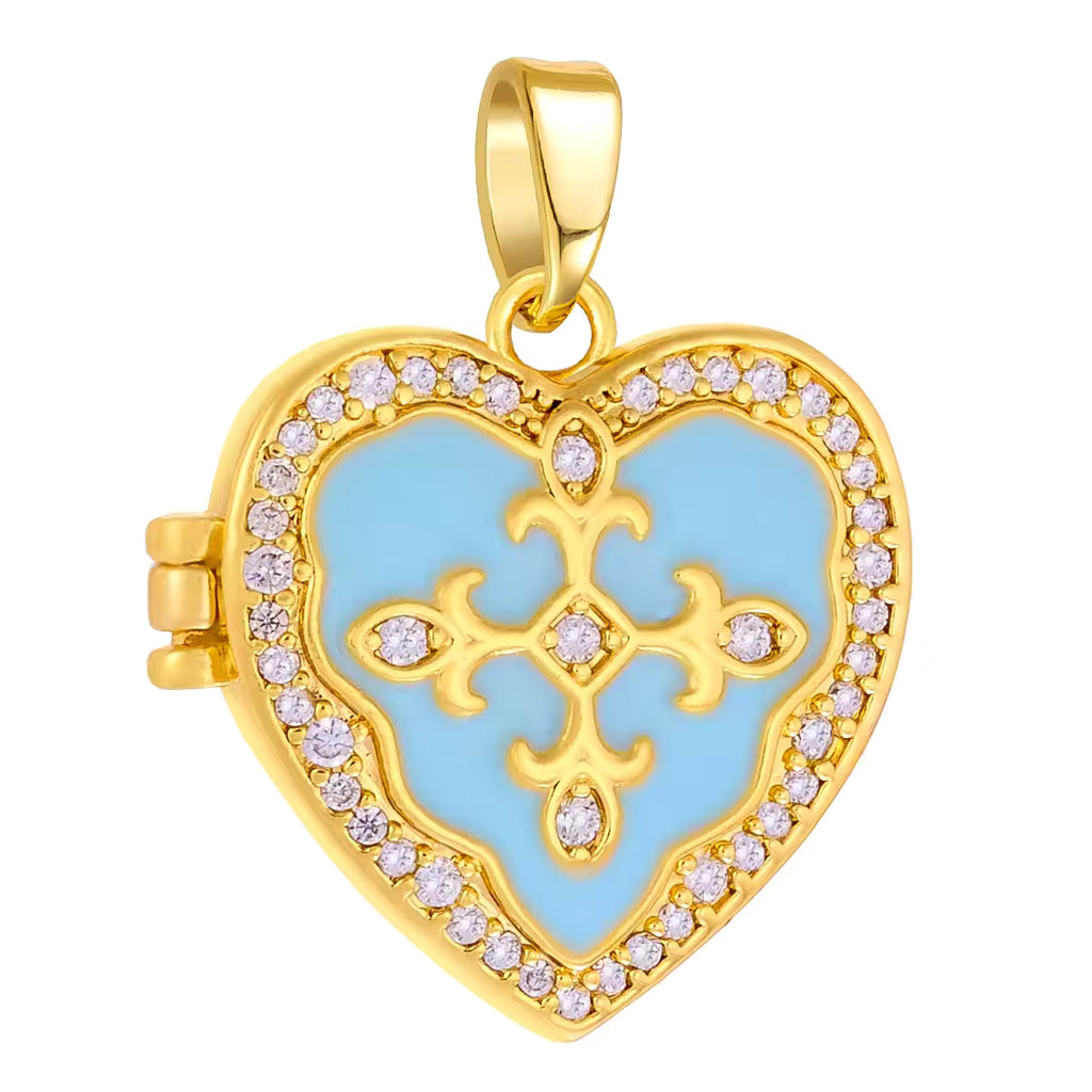 Heart  Locket Cross Necklace