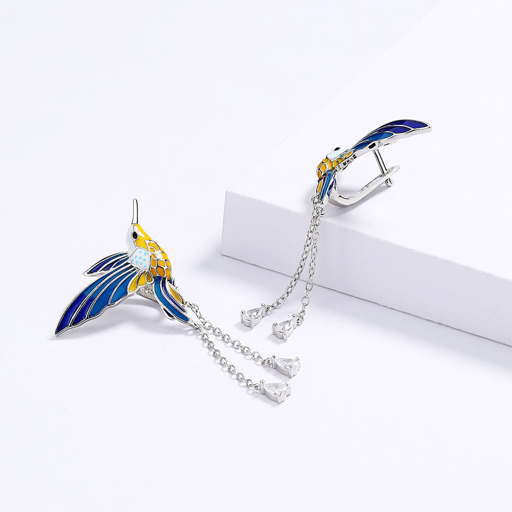Hummingbird Enamel Earrings