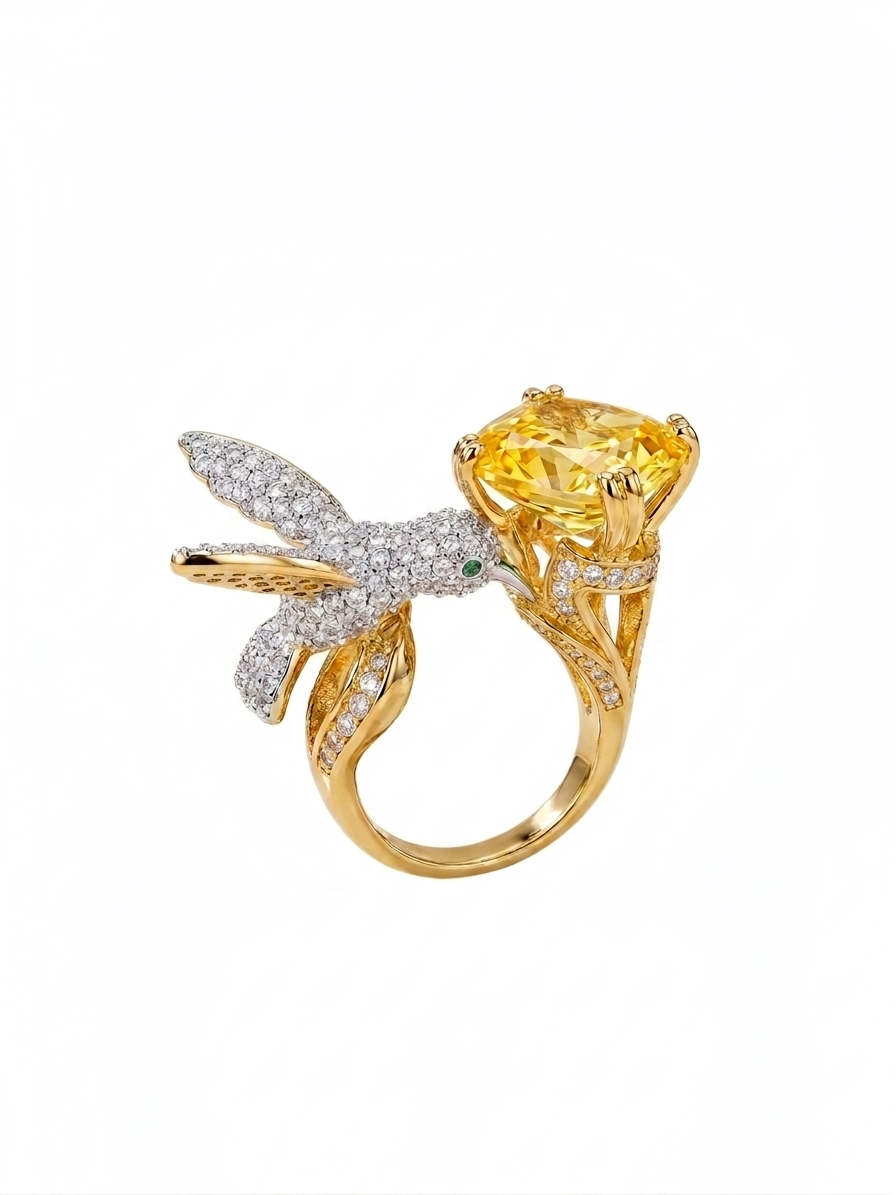 Gold Hummingbird Ring