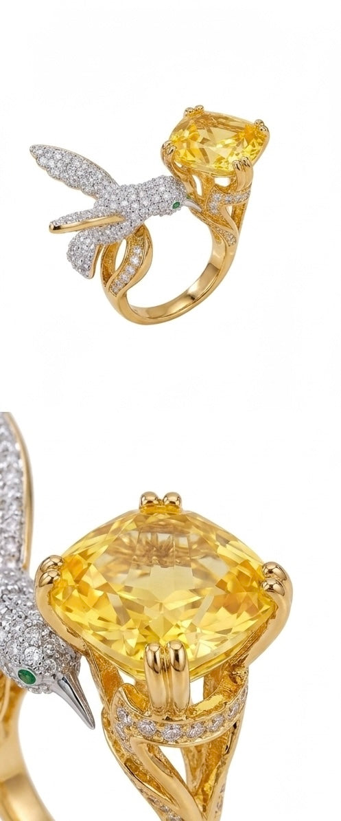 Gold Hummingbird Ring