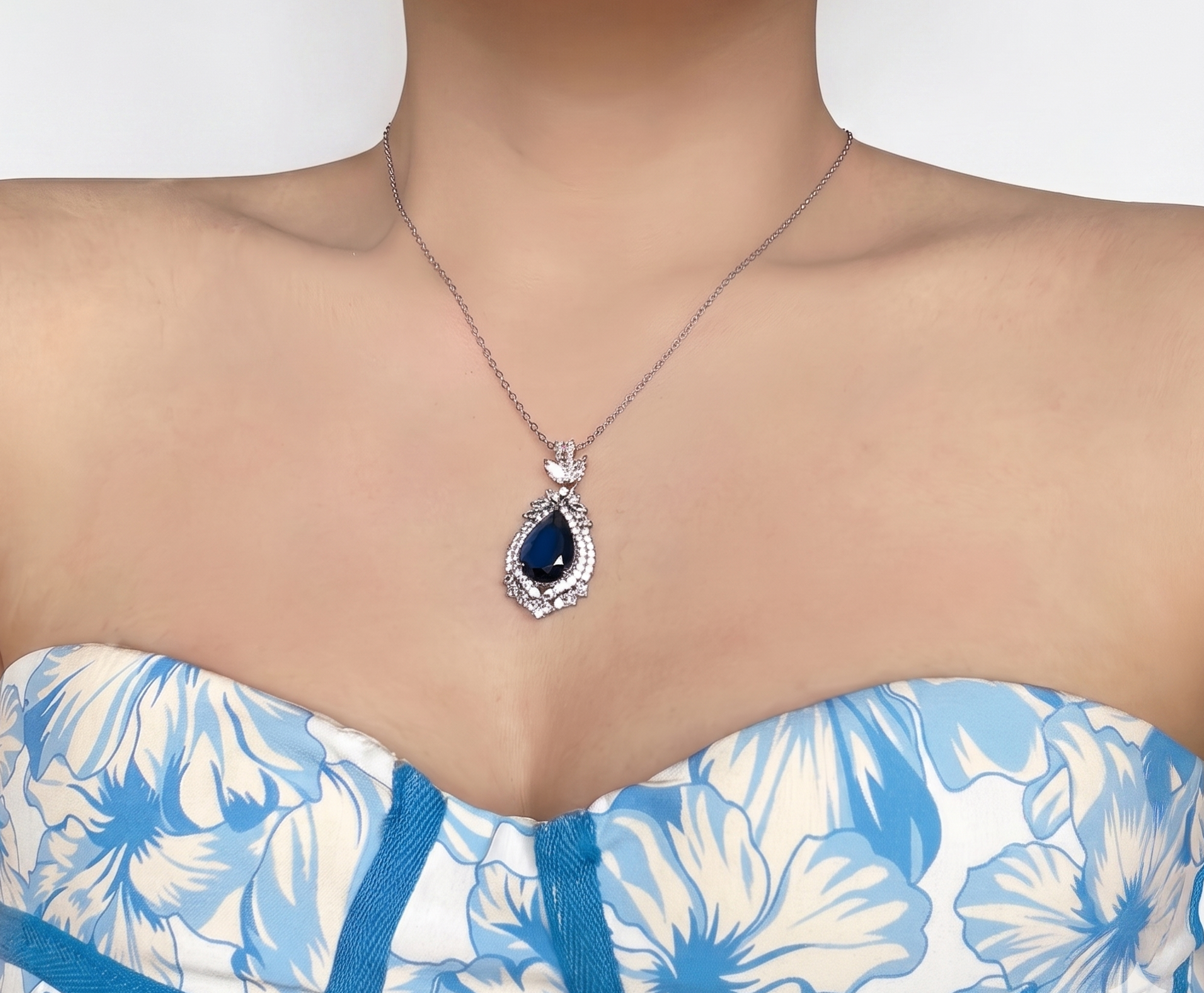 Blue Teardrop Necklace