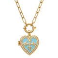 Heart  Locket Cross Necklace