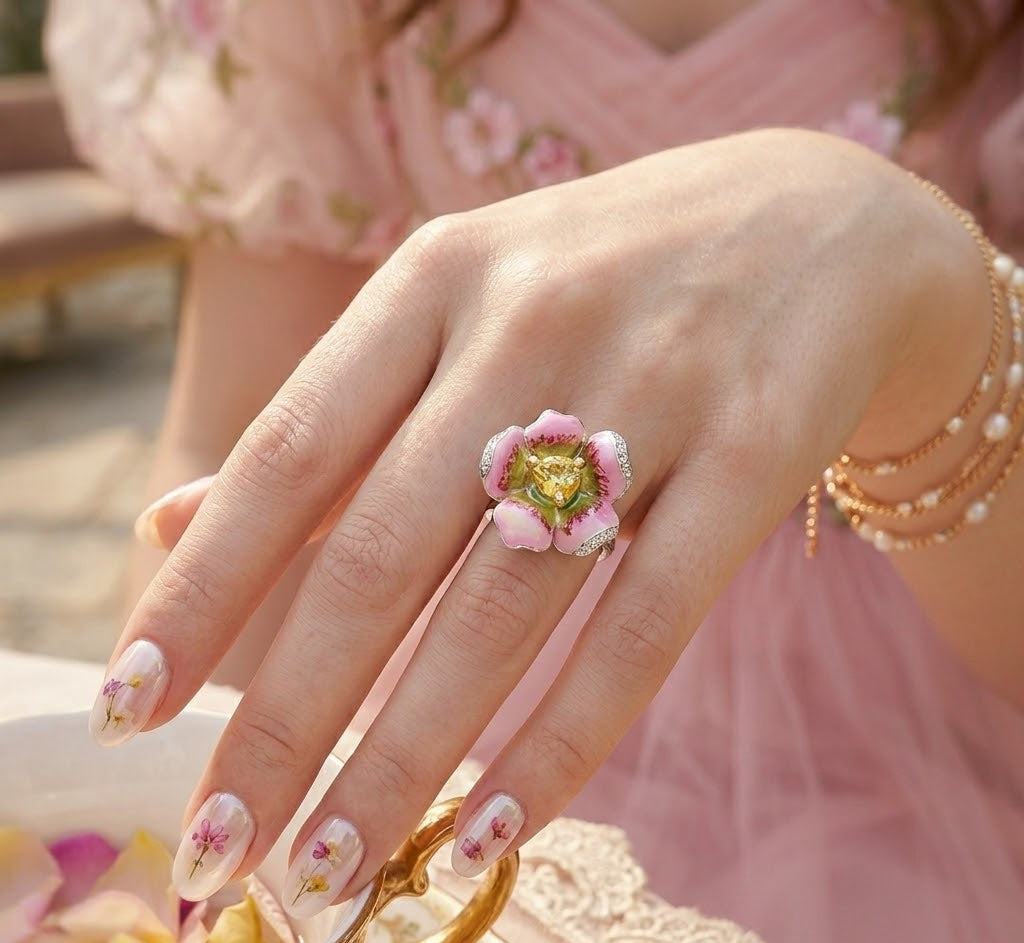 Flower Enamel Ring