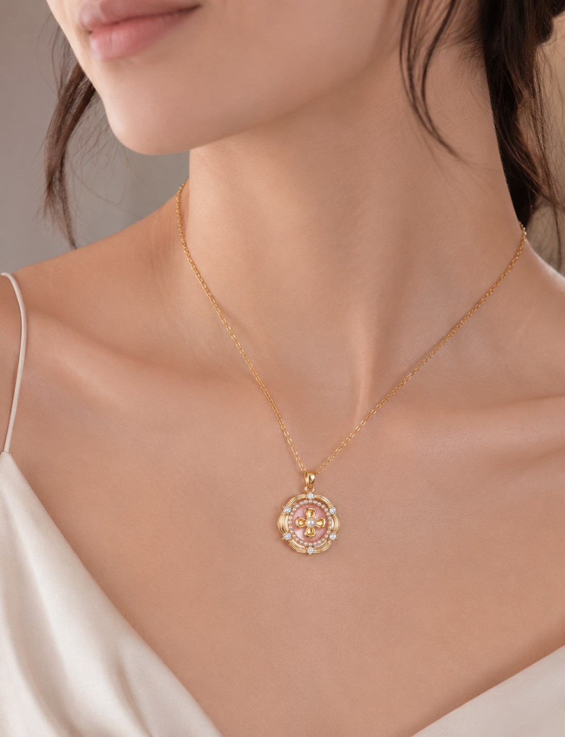 Tuileries Blush Pearl Medallion Necklace